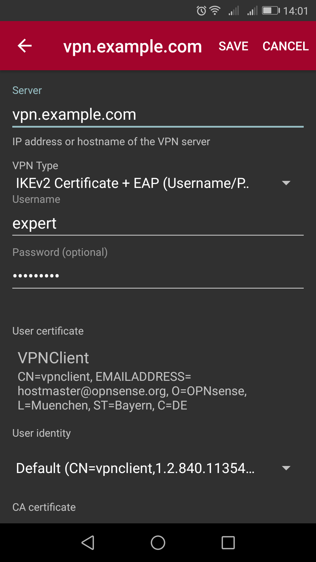 Настройка ikev2 android 11